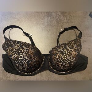 42C Aerie Real Simple Demi Black Lace Overlay Bra